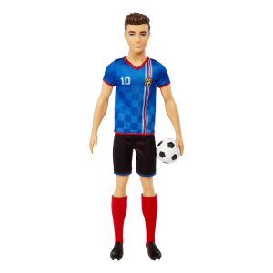 Ken Soccer Doll. Cropped Hair. #10 Uniform. Soccer Ball. Cleats.  Socks. 3 & Up