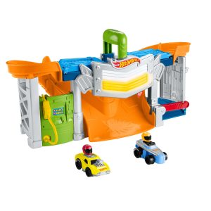 Fisher-Price Little People Hot Wheels Race Track For Toddlers. Race And Go Track Set. 2 Cars
