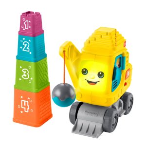 Fisher-Price Count & Stack Crane Baby & Toddler Learning Toy With Blocks. Lights & Sounds