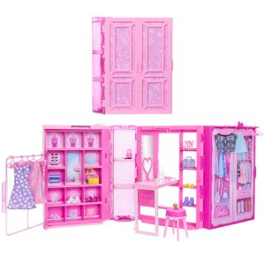 Barbie Dream Closet Toy Playset With Clothes & Accessories. 3-Ft-Wide With 25+ Pieces