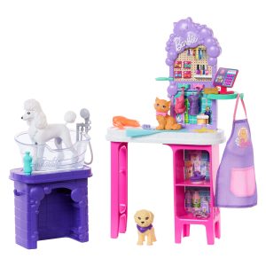 Barbie World Paw Spa Playset With Wash And Groom Stations. 3 Pets. & Styling.Accessories