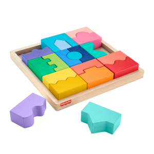 Fisher-Price Wooden interlocking Blocks Puzzle For Toddlers & Kids. 20 Wood Pieces