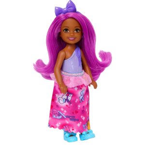 Royal Chelsea Barbie Doll With Pink Hair. Colorful Printed Skirt