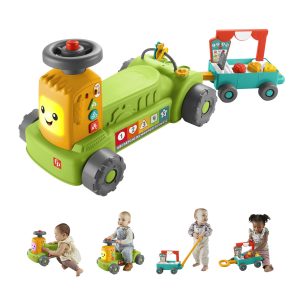 Fisher-Price Laugh & Learn 4-In-1 Farm To Market Tractor Ride-On Learning Toy. Multilanguage Version