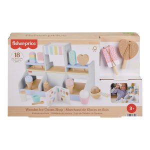Fisher-Price Wooden Ice Cream Shop Set For Preschool Pretend Play. 18 Wood Pieces