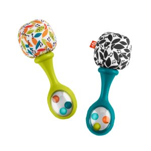 Fisher-Price Rattle 'n Rock Maracas Set Of 2 Baby Rattles. Newborn Toys. Neutral Colors