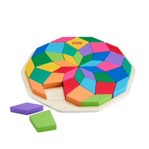 Fisher-Price Wooden Mandala Geometric Puzzle For Toddlers & Kids. 40 Wood Pieces