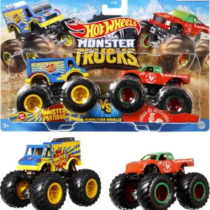 Hot Wheels Monster Trucks Veículo de Brinquedo Pacote Surpresa 2 Carros Escala 1:64